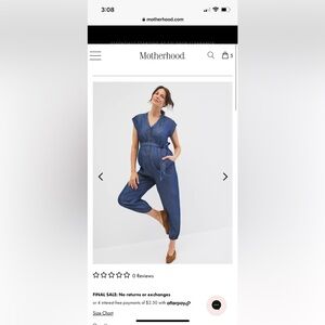 NEW Motherhood maternity chambray jumpsuit XS